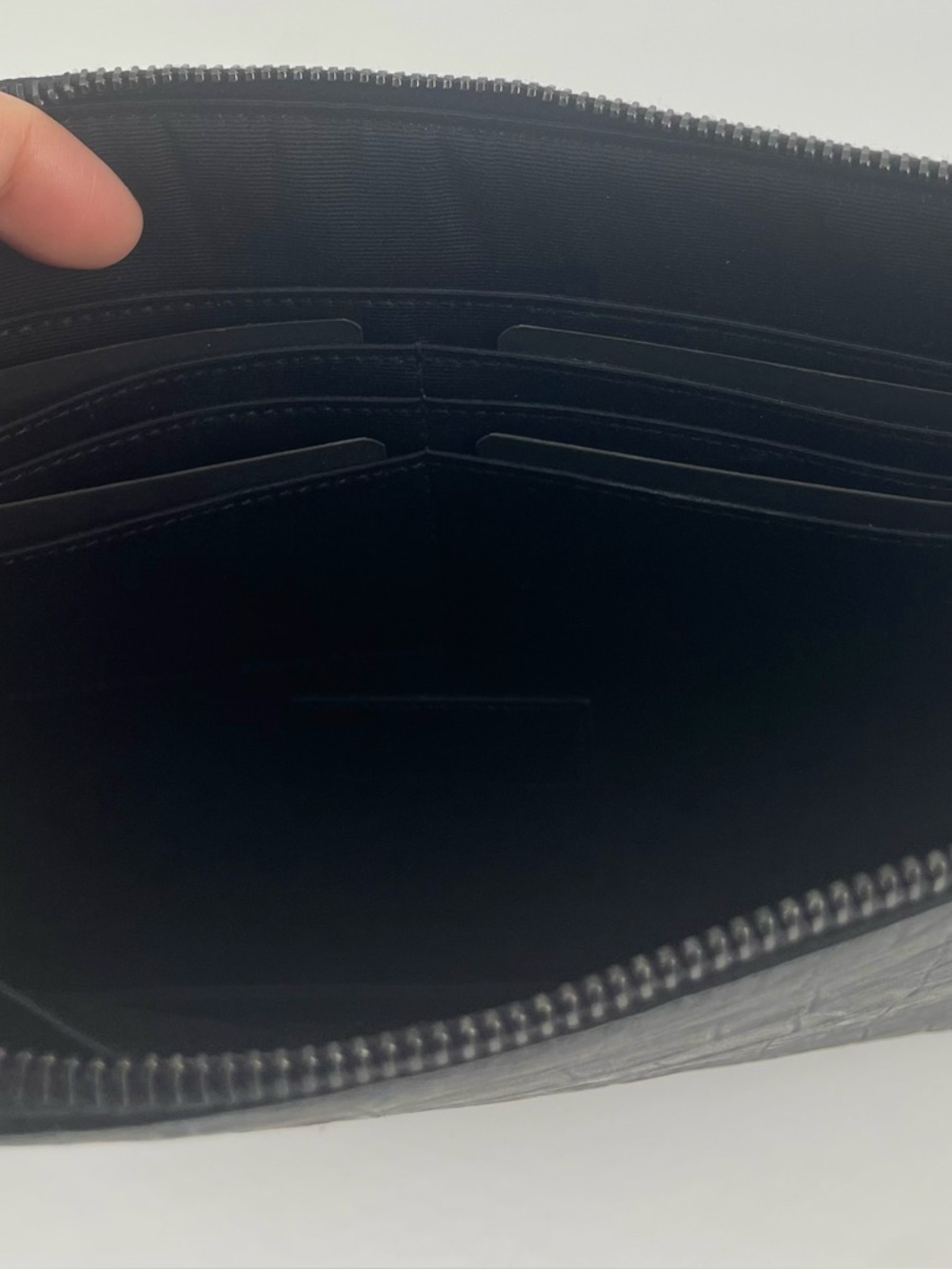 Saint Laurent Black Croc-Embossed Leather Pouch with Tonal YSL - Picture 5 of 11